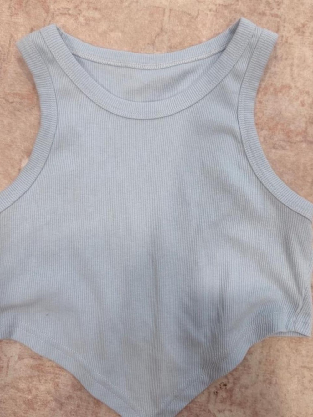 Baby Blue Ribbed Crop Top Size S